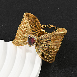 304 нержавеющая сталь кубический циркон кабель цепи браслеты для женщин&nbsp;BJEW-V013-01G