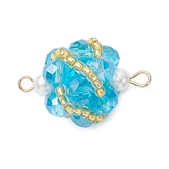 8 шт. 8-х цветные круглые шарообразные звенья из стеклянных бусин&nbsp;PALLOY-MZ00874