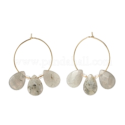 Orecchini a cerchio con perline a goccia di labradorite naturale&nbsp;EJEW-JE04787-02