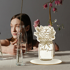 Поздравительная открытка ко дню матери с букетом из деревянных цветов&nbsp;AJEW-WH0441-006