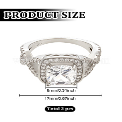 1 шт. латунные кольца с микропаве из прозрачного кубического циркония для женщин&nbsp;RJEW-LP0001-36