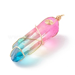 Гальванизировать природный кристалл кварца подвески&nbsp;PALLOY-JF00766