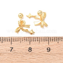 Серьги-гвоздики из стерлингового серебра с бантом и звездой&nbsp;EJEW-K317-10G