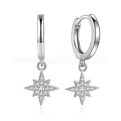 Boucles d'oreilles élégantes en argent S925 en forme d'étoile avec micro-incrustation de zirconias&nbsp;DE4075-2
