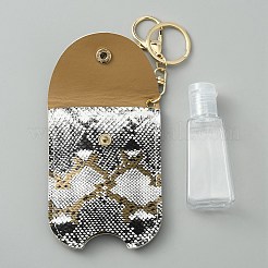 Handdesinfektionsflasche aus Kunststoff mit Leopardenmuster und PU-Lederbezug&nbsp;KEYC-WH0024-28B