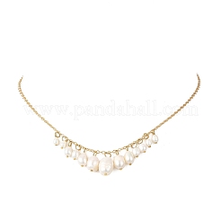 Collares con colgante de cadena de latón con cuentas graduadas de arroz perlado cultivado natural de agua dulce para mujer&nbsp;NJEW-TA00263
