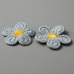 Appliques au crochet bicolores en forme de fleur à 5 pétale&nbsp;DIY-WH0399-61E