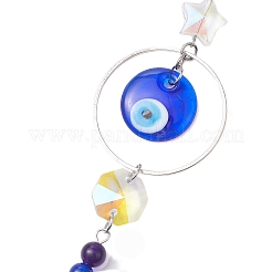 Chakra-Perlen aus natürlichem und synthetischem Gamstone und hängende Ornamente aus Glas mit bösem Blick&nbsp;HJEW-JM02042