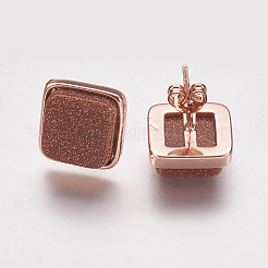 Synthetische Ohrstecker aus Goldstein&nbsp;EJEW-F139-A05