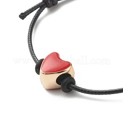 Bracciale con cordino regolabile con perline smaltate acriliche a cuore per ragazze adolescenti&nbsp;BJEW-JB07049