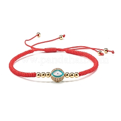 Braccialetto di perline intrecciate tonde con malocchio per ragazze donne&nbsp;BJEW-JB06974