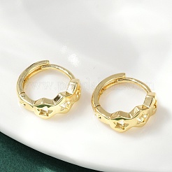 Полые серьги-кольца в форме звезды из латуни&nbsp;EJEW-L299-01G