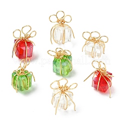 30 Stück 3 Farben Kupferdraht umwickelte Glas-Geschenkanhänger&nbsp;PALLOY-CJ00176