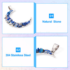 10 шт. подвески из натурального и синтетического драгоценного камня в форме лунного сплава&nbsp;PALLOY-TAC0147