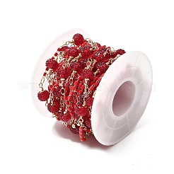 Латунные шестиугольные колонны со стеклянными бусинами и круглыми бусинами из смолы&nbsp;CHC-G026-01D