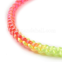 Fabrication de bracelets réglables tressés en polyester couleur arc-en-ciel pour femmes&nbsp;BJEW-F454-06