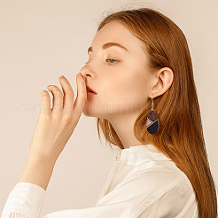 4 пара двухцветных сережек-капель и ромбов из натурального дерева&nbsp;EJEW-FI0001-46