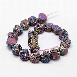 Fili di perle di agata druzy naturali e tinti galvanicamente&nbsp;G-N0169-004J-03