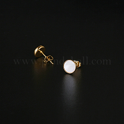 Boucles d'oreilles à tige rondes et plates en acier inoxydable 304&nbsp;HE4453-1