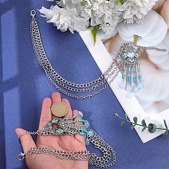 Многослойная цепочка для украшения обуви из сплава в этническом стиле с подвесками-кисточками&nbsp;DIY-WH20053-98