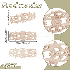 Резная деревянная накладка аппликация дисплей украшение&nbsp;WOOD-WH0124-119D