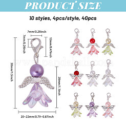 40 stücke 10 stile engel acryl & glas perle anhänger dekoration&nbsp;HJEW-CA00017