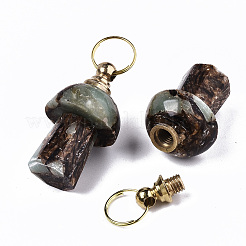 Собранные подвески из синтетического бронзита и аква-терра-яшмы открывающиеся флаконы для духов&nbsp;LS-G-S366-057B