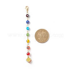 Decoraciones colgantes con cuentas de mal de ojo hechas a mano de murano de 7 chakra&nbsp;HJEW-JM00796