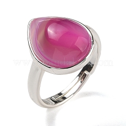 Натуральный агат с каплевидной формой регулируемые кольца&nbsp;RJEW-K371-08S-11