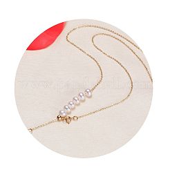 Lariat-Halsketten aus Messing mit tropfenförmigen Quasten und natürlichen Süßwasserperlen für Damen&nbsp;WG56F2F-01