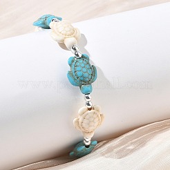 Bracelets ajustables en turquoise synthétique et perles tressées d'hématite non magnétique&nbsp;BJEW-JB13730-01
