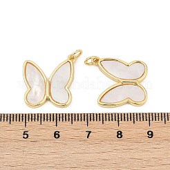 Подвески из латуни с натуральными белыми ракушками&nbsp;KK-U058-30G-02