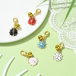 Подвески из сплава с эмалью «Божья коровка»&nbsp;HJEW-JM01048