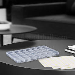 Contenedores de cuentas de plástico transparente rectangulares con 28 compartimento&nbsp;CON-LP0001-18