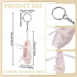 4 Stück 4 Farben Ballettschuhe Polyester Schlüsselanhänger&nbsp;KEYC-GA0001-55
