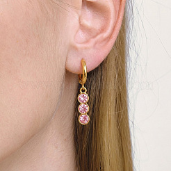Pendientes colgantes de aro de acero inoxidable 304 con circonitas cúbicas engastadas para mujer.&nbsp;ZA8578-2