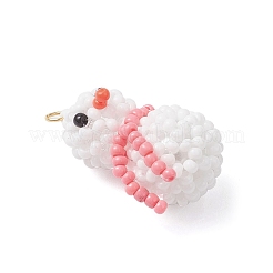 Подвески-снеговики из стеклянных бусин&nbsp;PALLOY-MZ01007-02