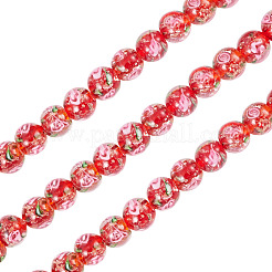 1 нить бусины ручной работы из песочного золота в технике лэмпворк&nbsp;LAMP-TA0002-09C