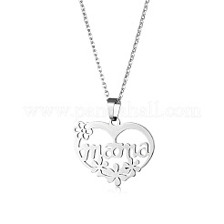 Muttertags-Halskette mit Blumen- und Herzanhänger aus Edelstahl 304 für Damen&nbsp;WG35A3B-01