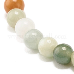 Bracciale elasticizzato in giadeite naturale con perline tonde e ematite sintetica a colonna&nbsp;BJEW-JB07573-01