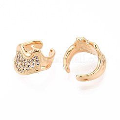 Латунные серьги-манжеты из прозрачного кубического циркония&nbsp;EJEW-T047-61G