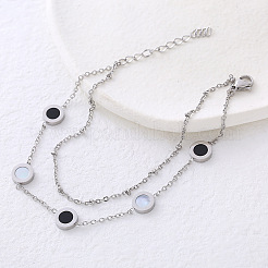 Minimalistisches schwarz-weißes Edelstahl-Lagenarmband für Damen&nbsp;BN6339