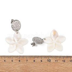 Boucles d'oreilles pendantes en coquillage d'eau douce sculpté&nbsp;EJEW-JE07398