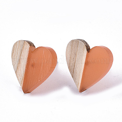 Aretes de resina transparente y madera&nbsp;EJEW-N017-002A-D04