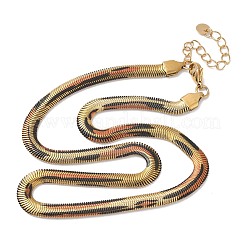 Collares de cadena de serpiente con estampado de leopardo de acero inoxidable 304 para mujer&nbsp;NJEW-G164-01G