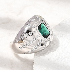 Offene Manschettenringe aus Messing mit Mikropavé und Zirkonia für Damen&nbsp;RJEW-L343-03P-04