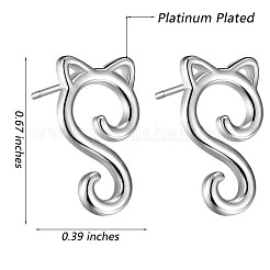 925 simpatico orecchini a bottone con gattino in argento sterling placcato rodio da donna&nbsp;JE934A