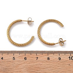 Orecchini a bottone a forma di C in acciaio inossidabile 304&nbsp;EJEW-R017-03G-02