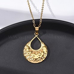 Ожерелья из текстурированной полой каплевидной формы из нержавеющей стали 304&nbsp;NJEW-H059-27G