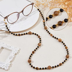 Круглые цепочки для очков из натуральной яшмы и тигрового глаза&nbsp;HJEW-FH00196